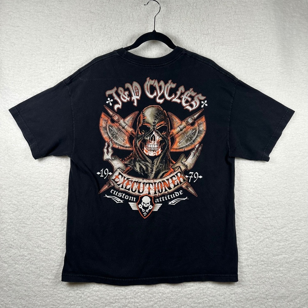 J&P Cycles Mens Executioner Skull Motorcycle Pocket T-Shirt Black XL Grunge